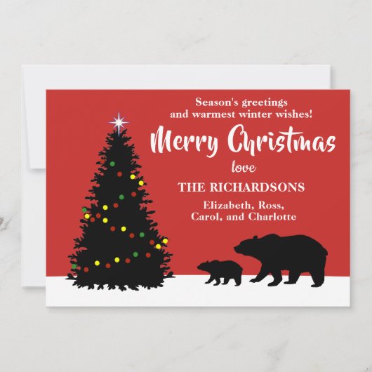 Moderne Weihnachtsbären Feiertagskarte (Vorderseite)