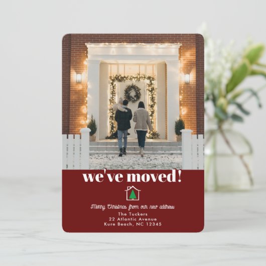 Moderne Weihnachtsbaum Dark Red Moving Ankündigung (Stehend Vorderseite)