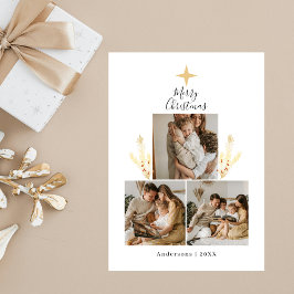 Moderne Weihnachtsbaum-Familie 3-Foto-Collage Chic Feiertagspostkarte