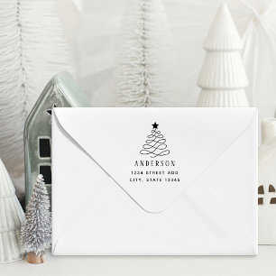 Moderne Weihnachtsbaum-Familienname Rücksendeadres Permastempel