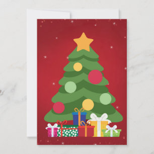 Moderne Weihnachtsbaum Farbige Geschenke und golde Feiertagskarte