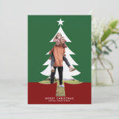 Moderne Weihnachtsbaum-Foto Cutout Holiday Card (Stehend Vorderseite)