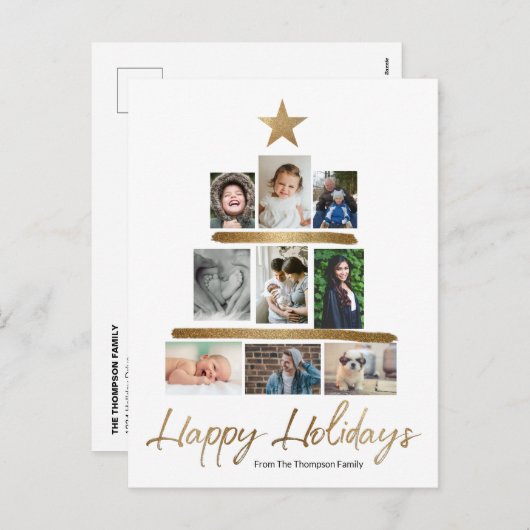 Moderne Weihnachtsbaum-Fotos Feiertagspostkarte (Vorne/Hinten)