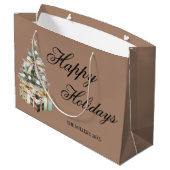 Moderne Weihnachtsbaum-Geschenktasche Große Geschenktüte (Rückseite Schrägansicht)
