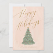 Moderne Weihnachtsbaum-Goldkalligraphie Feiertagskarte (Vorderseite)