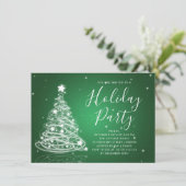 Moderne Weihnachtsbaum Grüne Feier Einladung (Stehend Vorderseite)