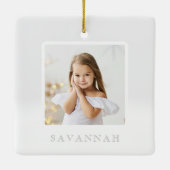 Moderne Weihnachtsbaum Monogram Three Foto Collage Keramikornament (Rückseite)