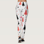 Moderne Weihnachtsbaum-Muster-Leggings mit Sternen Leggings (Rückseite)