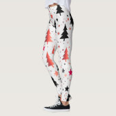 Moderne Weihnachtsbaum-Muster-Leggings mit Sternen Leggings (Links)