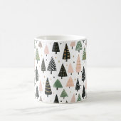 Moderne Weihnachtsbaum-Muster-Tasse in Rosa Kaffeetasse (Mittel)
