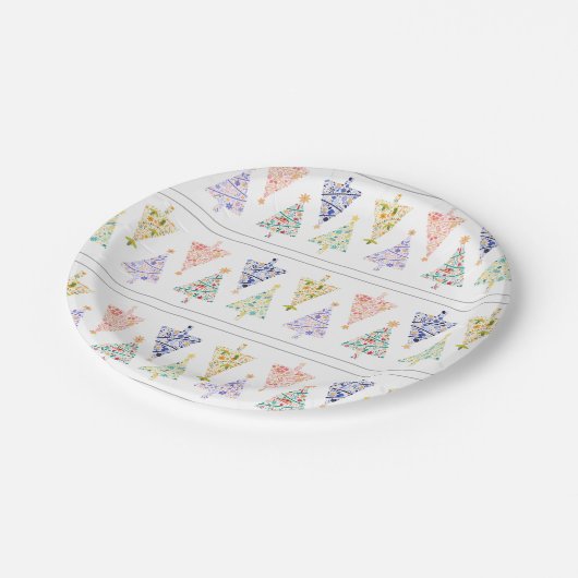 Moderne Weihnachtsbaum-Party-Teller - Set 2 Pappteller (Schrägansicht)