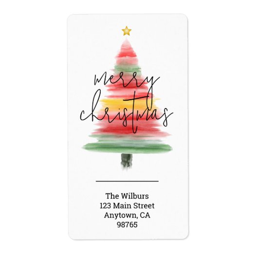 Moderne Weihnachtsbaum-Rücksendeadresse (Vorne)