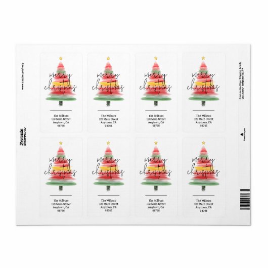Moderne Weihnachtsbaum-Rücksendeadresse (Vorne)