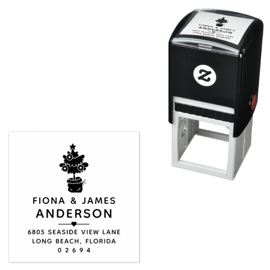 Moderne Weihnachtsbaum-Rücksendeadresse Permastempel (Beispiel)