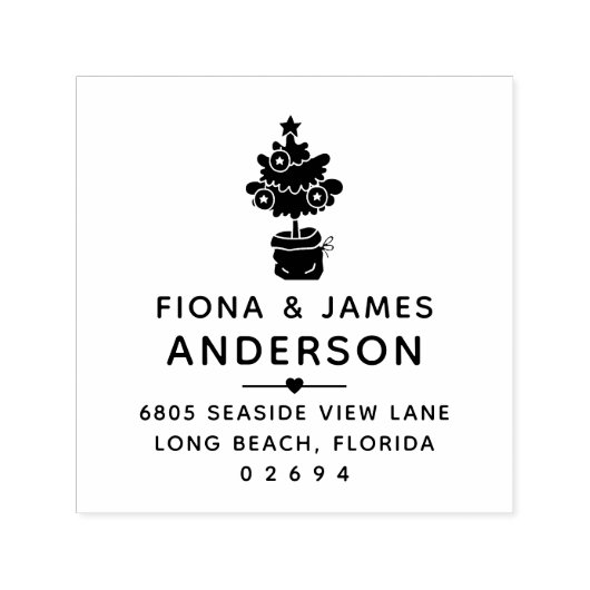 Moderne Weihnachtsbaum-Rücksendeadresse Permastempel (Design)