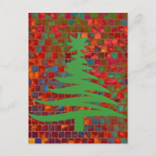 Moderne Weihnachtsbaum-Schablone Druck Grün Feiertagspostkarte