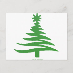 Moderne Weihnachtsbaum-Schablone Druck Grün Feiertagspostkarte