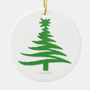 Moderne Weihnachtsbaum-Schablone Druck Grün Keramik Ornament