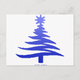 Moderne Weihnachtsbaum-Schablonen-Druck Blau Feiertagspostkarte