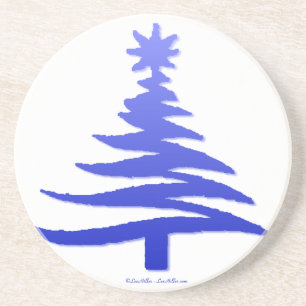 Moderne Weihnachtsbaum-Schablonen-Druck Blau Sandstein Untersetzer