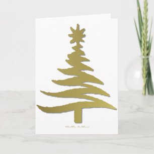 Moderne Weihnachtsbaum-Schablonen Druck Gold Feiertagskarte