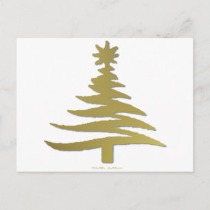 Moderne Weihnachtsbaum-Schablonen Druck Gold Feiertagspostkarte