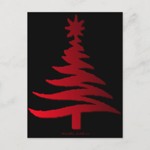 Moderne Weihnachtsbaum-Schablonen Druck Rot Feiertagspostkarte
