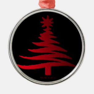 Moderne Weihnachtsbaum-Schablonen Druck Rot Ornament Aus Metall