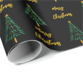 Moderne Weihnachtsbaum Schwarz Gold Frohe Weihnach Geschenkpapier (Rolleneckpunkt)