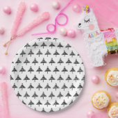 Moderne Weihnachtsbaum Schwarz-Weiß-Party Pappteller (Party)