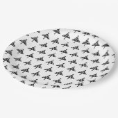 Moderne Weihnachtsbaum Schwarz-Weiß-Party Pappteller (Schrägansicht)