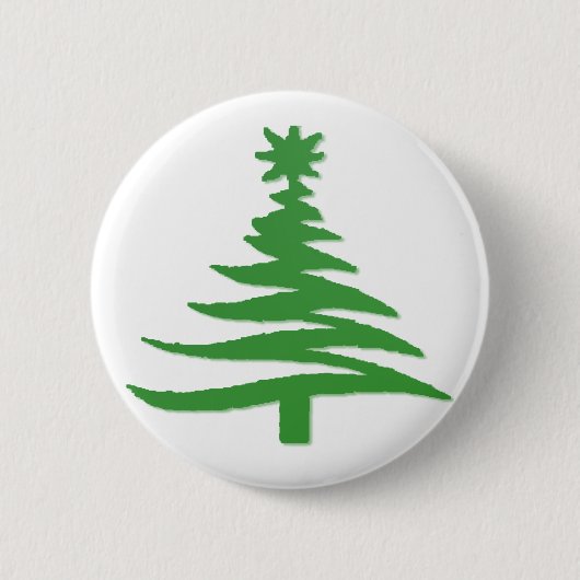 Moderne Weihnachtsbaum Stift drucken Grün Button (Vorderseite)