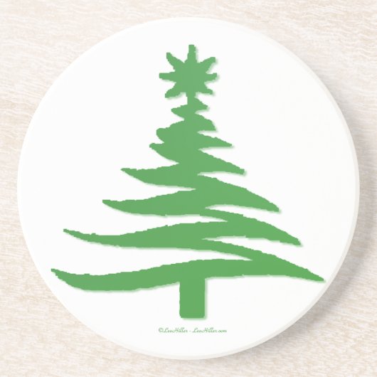 Moderne Weihnachtsbaum Stift drucken Grün Getränkeuntersetzer (Vorne)