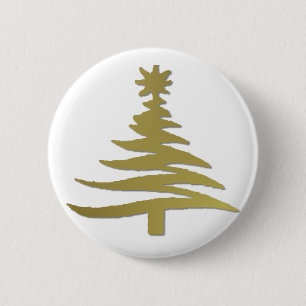 Moderne Weihnachtsbaum Stift Print Gold Button