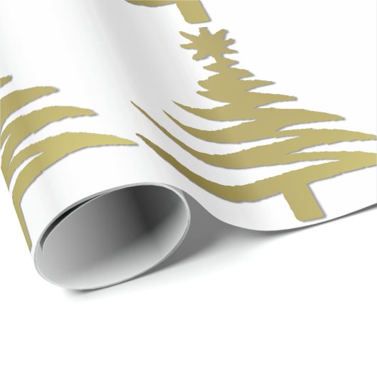 Moderne Weihnachtsbaum Stift Print Gold Geschenkpapier (Rolleneckpunkt)
