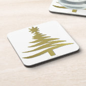 Moderne Weihnachtsbaum Stift Print Gold Getränkeuntersetzer (Linke Seite)