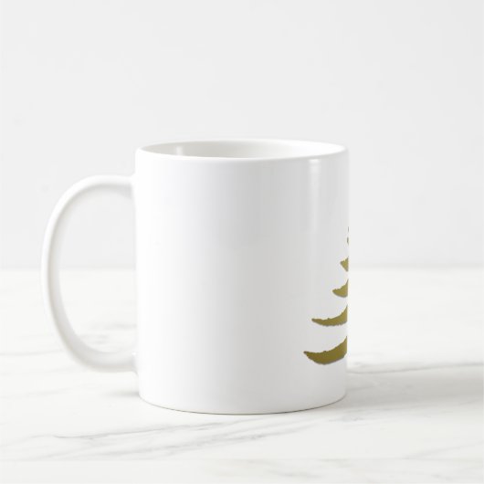 Moderne Weihnachtsbaum Stift Print Gold Kaffeetasse (Links)