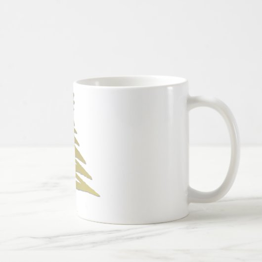 Moderne Weihnachtsbaum Stift Print Gold Kaffeetasse (Rechts)