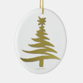 Moderne Weihnachtsbaum Stift Print Gold Keramik Ornament (Rechts)