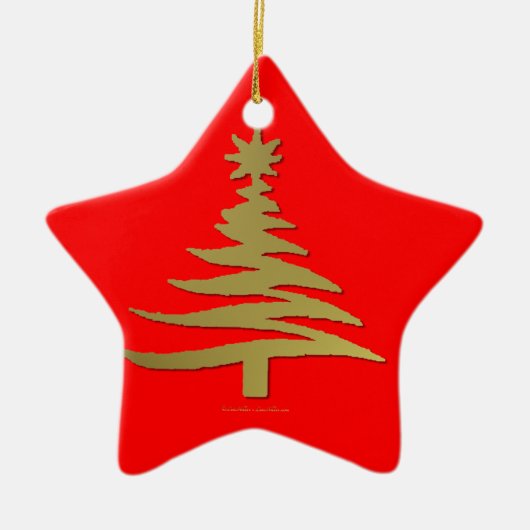 Moderne Weihnachtsbaum Stift Print Gold Keramikornament (Vorne)