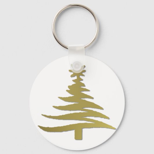 Moderne Weihnachtsbaum Stift Print Gold Schlüsselanhänger (Vorderseite)