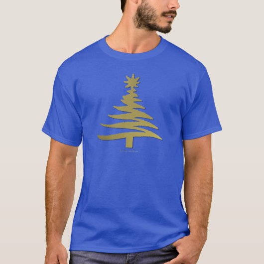 Moderne Weihnachtsbaum Stift Print Gold T-Shirt (Vorderseite)