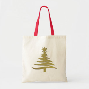 Moderne Weihnachtsbaum Stift Print Gold Tragetasche