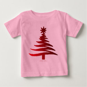 Moderne Weihnachtsbaum Stift Rot drucken Baby T-shirt