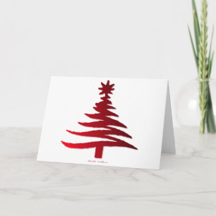 Moderne Weihnachtsbaum Stift Rot drucken Feiertagskarte
