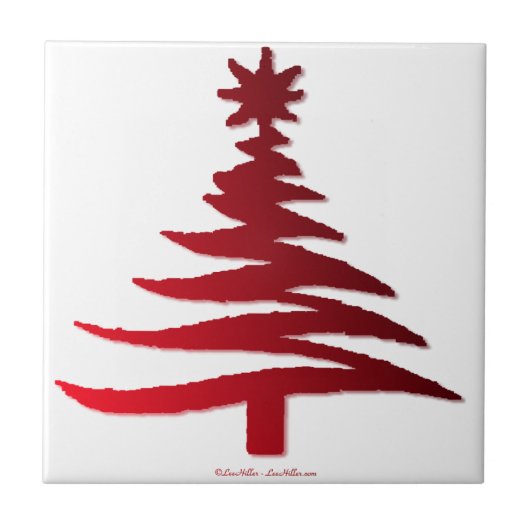 Moderne Weihnachtsbaum Stift Rot drucken Fliese (Vorderseite)