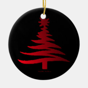 Moderne Weihnachtsbaum Stift Rot drucken Keramikornament