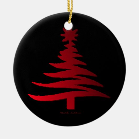 Moderne Weihnachtsbaum Stift Rot drucken Keramikornament (Vorne)
