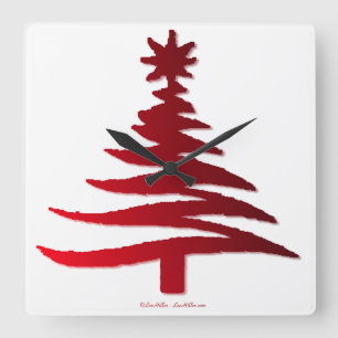 Moderne Weihnachtsbaum Stift Rot drucken Quadratische Wanduhr