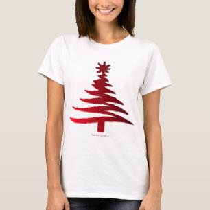 Moderne Weihnachtsbaum Stift Rot drucken T-Shirt